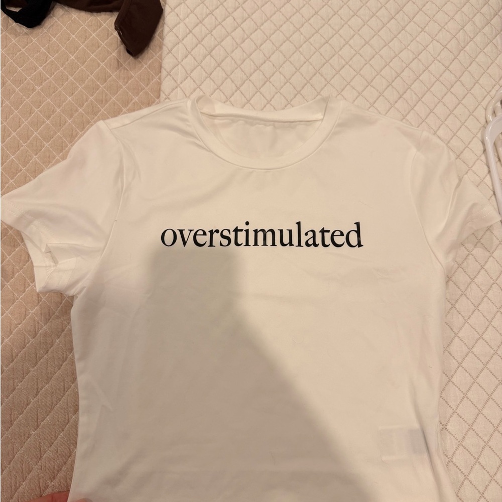 White 'Overstimulated' Graphic Tee - Women's Casual Top